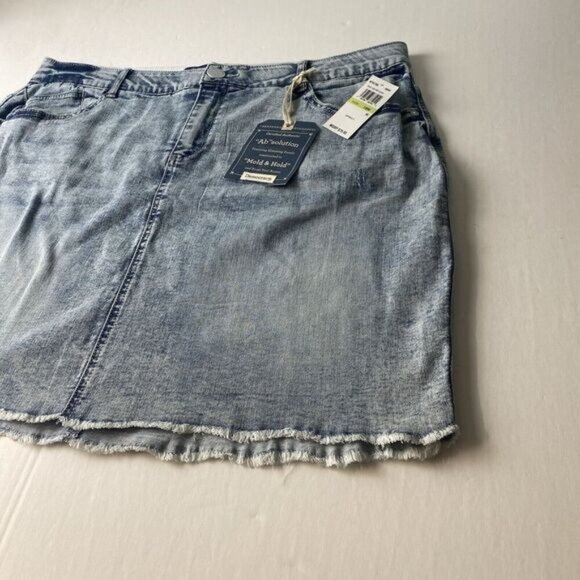 Democracy Plus Ab Solution  Frayed Hem Destructed Denim Mini Skirt Size 18W New - Picture 13 of 15